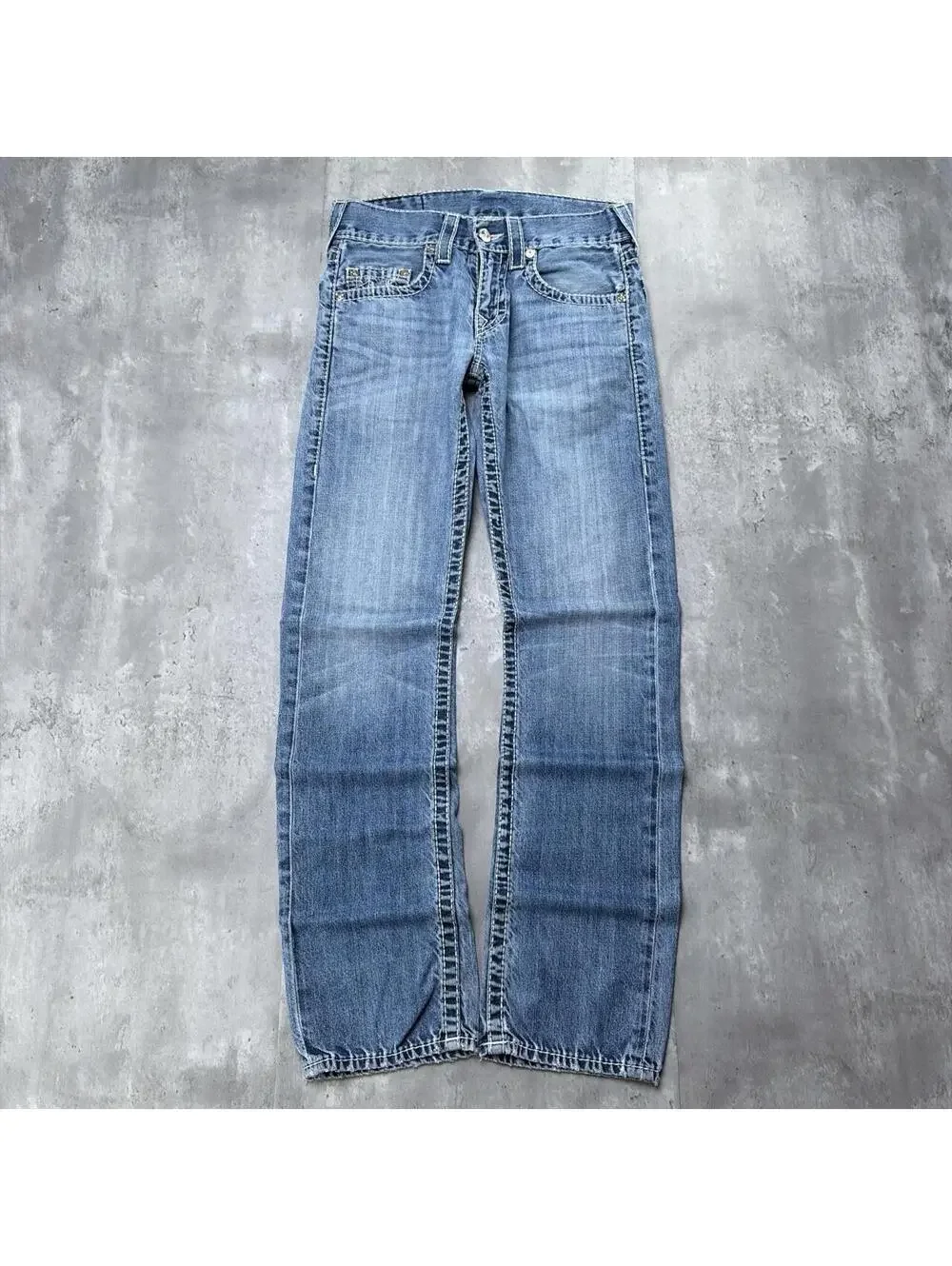 Y2K Blue True Religion Grunge Straight Denim Jeans